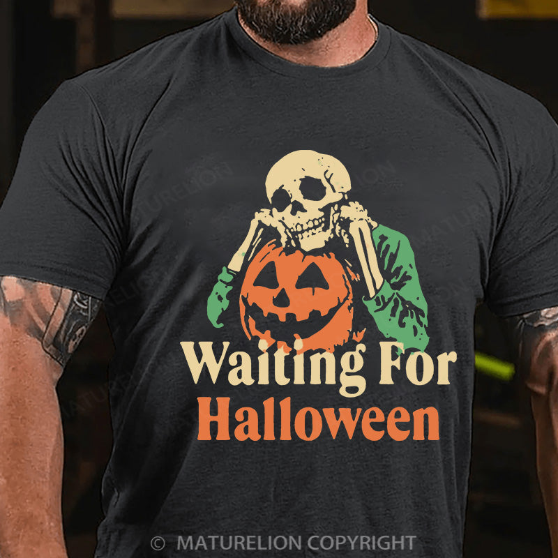 Maturelion Men's T-shirt Waiting For Halloween Cotton T-shirt