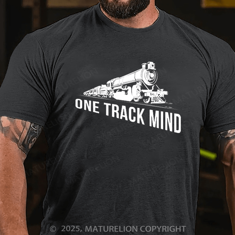 Maturelion Men's T-shirt One Track Mind Cotton T-shirt