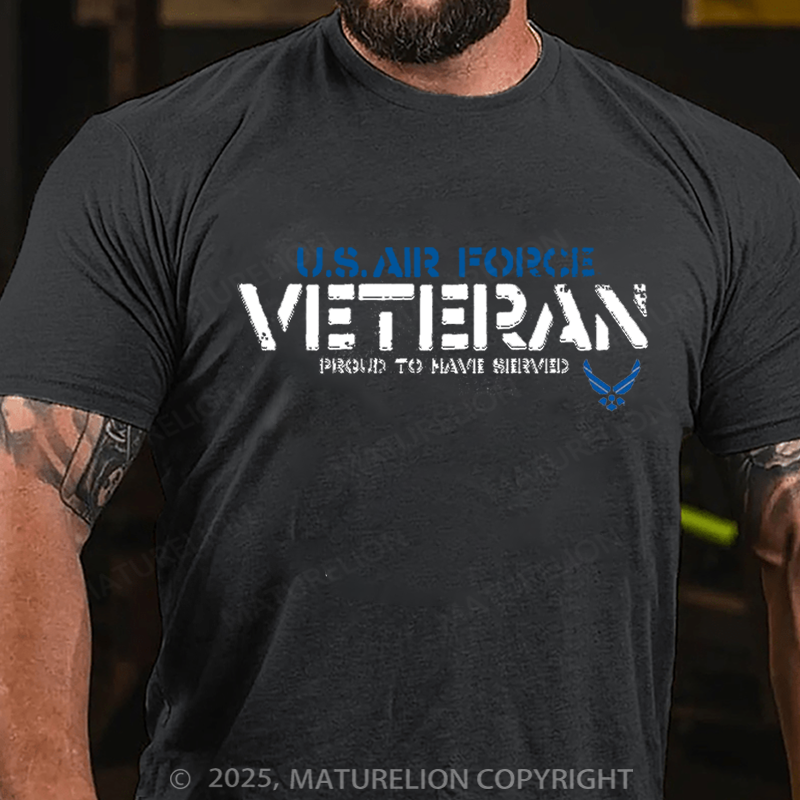 Maturelion Men's T-shirt US Air Force Veteran Cotton T-shirt