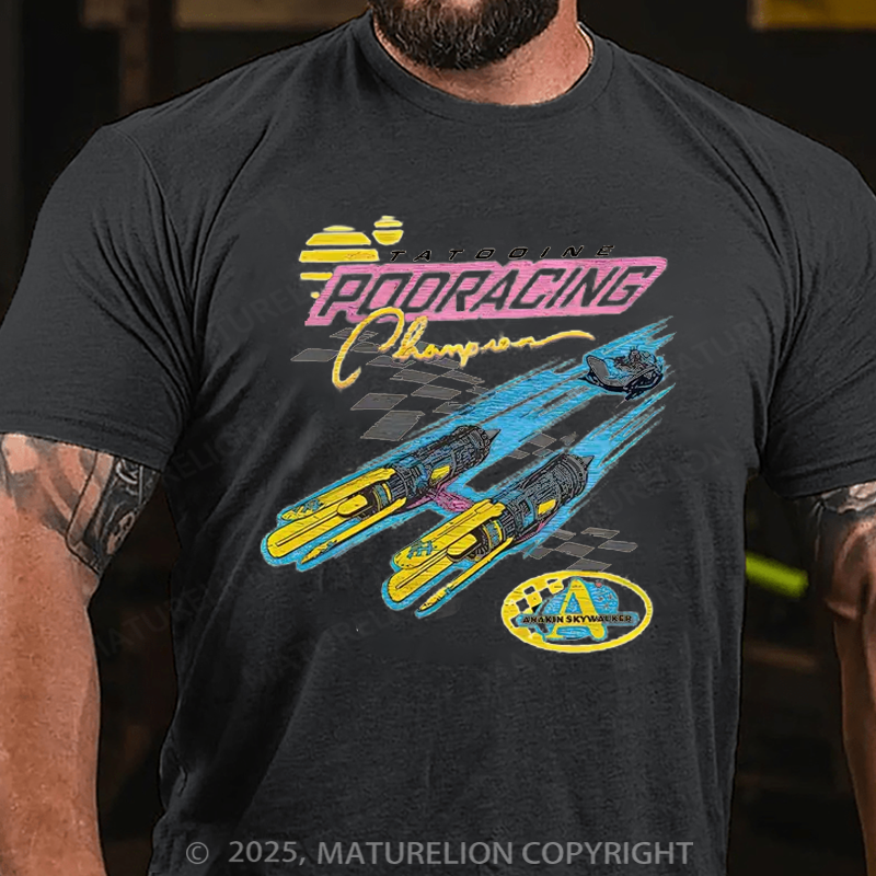 Maturelion Men's T-Shirt Retro Tatooine Podracing Champion Cotton T-Shirt