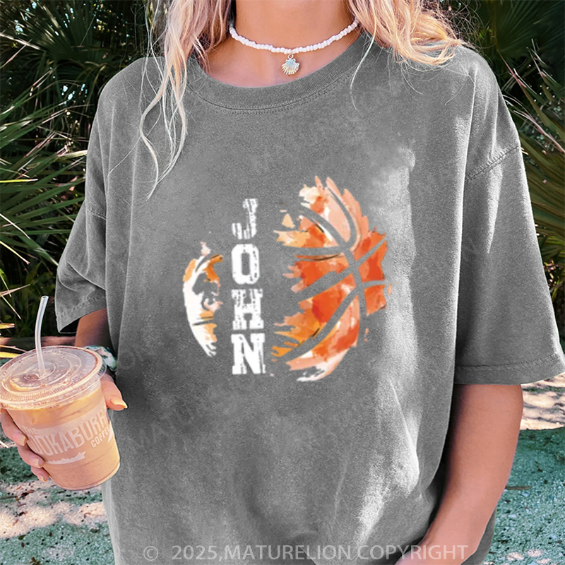 Maturelion Women's T-shirt Personalized Basketball DTG Washed T-shirt
