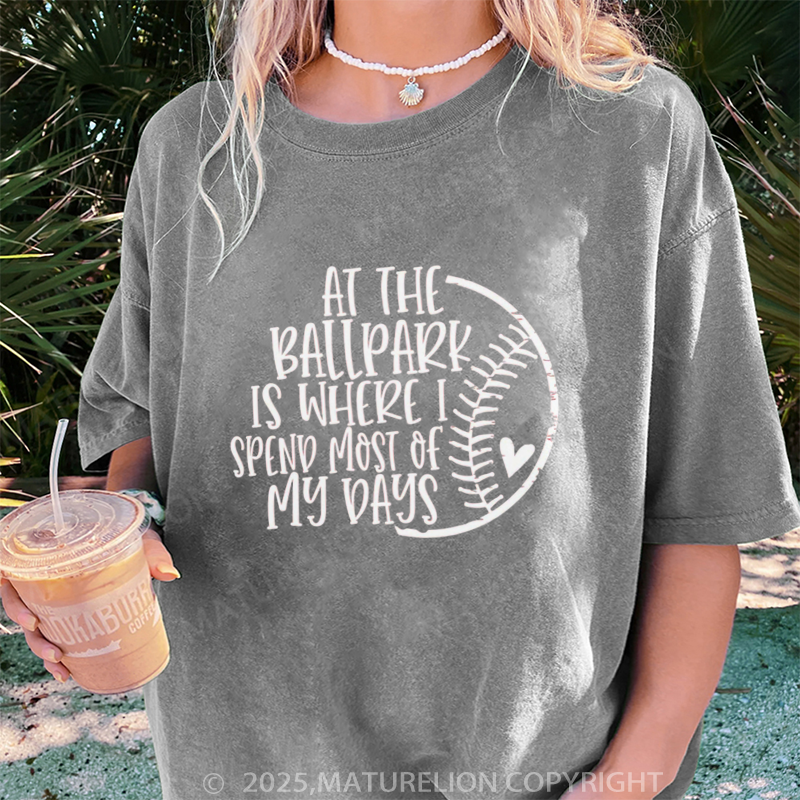 Maturelion Women's T-shirt Baseball Mothers Day Gifts for Baseball Mom DTG Washed T-shirt