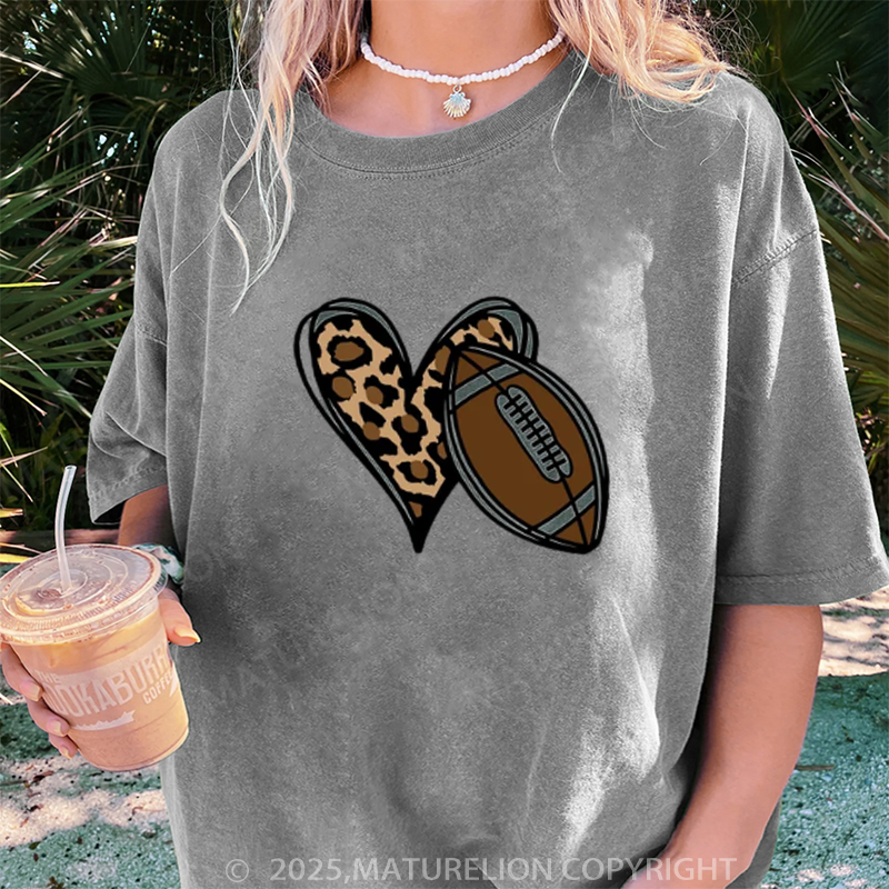 Maturelion Women's T-shirt Football Love DTG Washed T-shirt