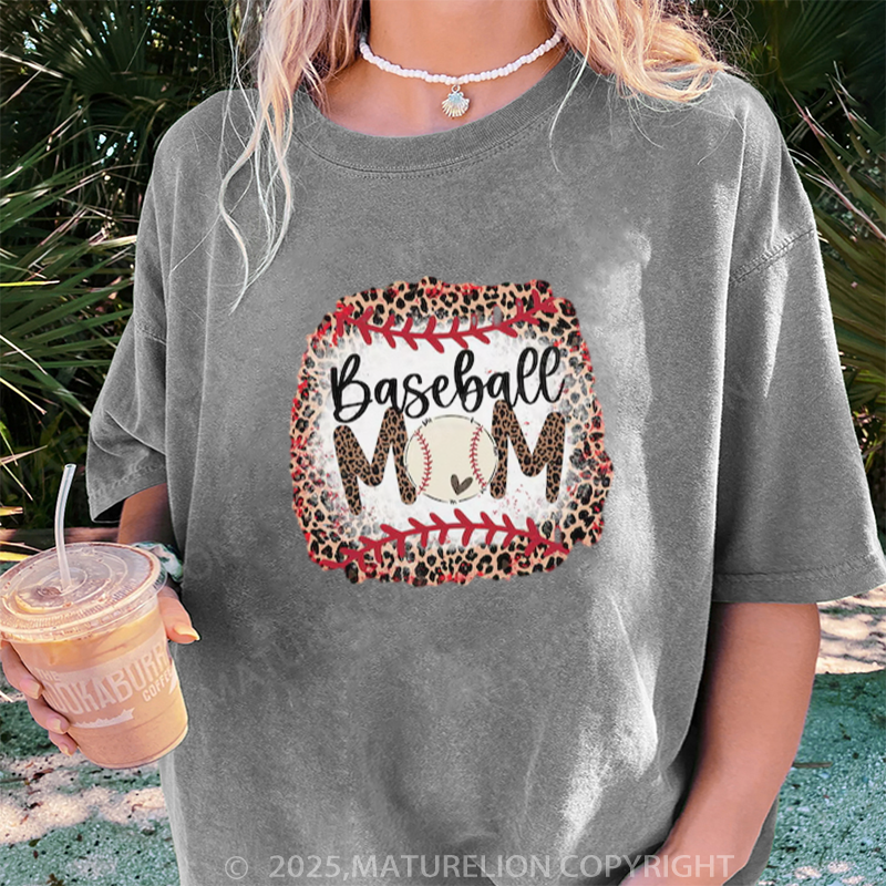 Maturelion Women's T-shirt Baseball Mama DTG Washed T-shirt