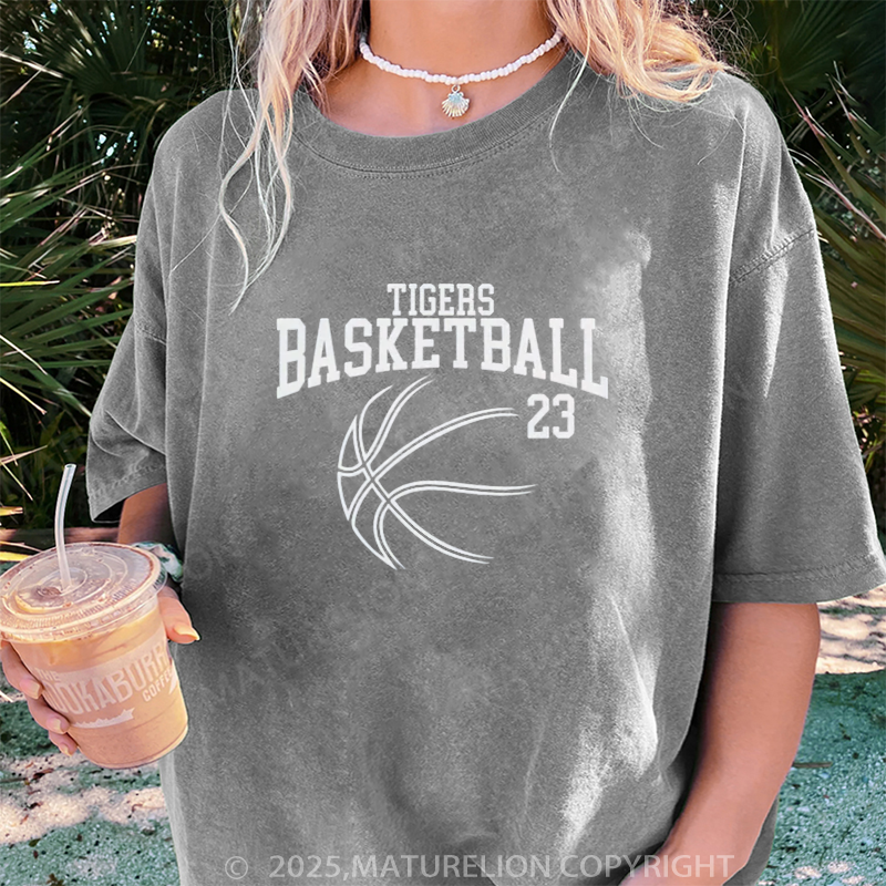 Maturelion Women's T-shirt Game Day Basketball DTG Washed T-shirt