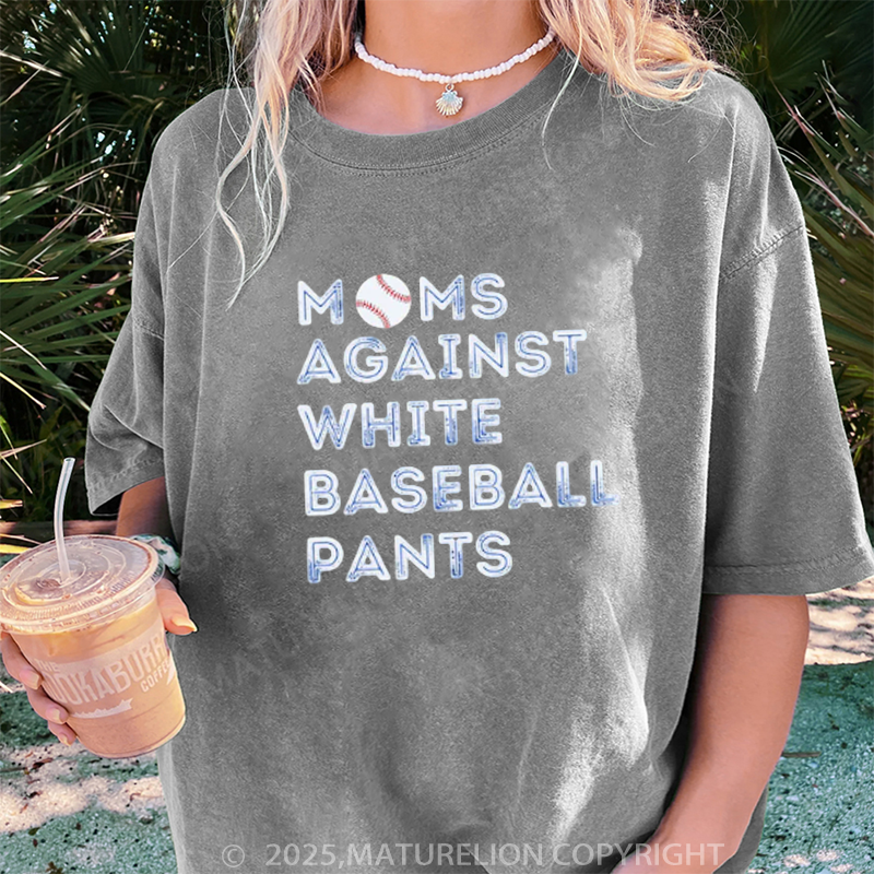 Maturelion Women's T-shirt White baseball pants DTG Washed T-shirt