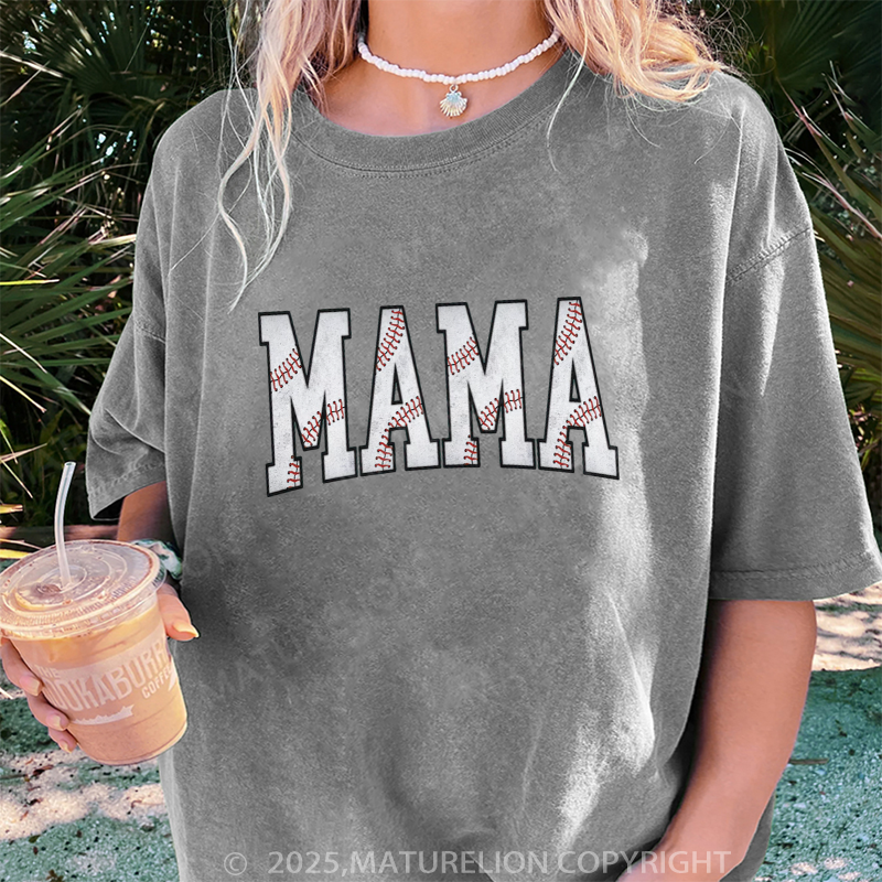 Maturelion Women's T-shirt Gift For Baseball Lover Mom DTG Washed T-shirt