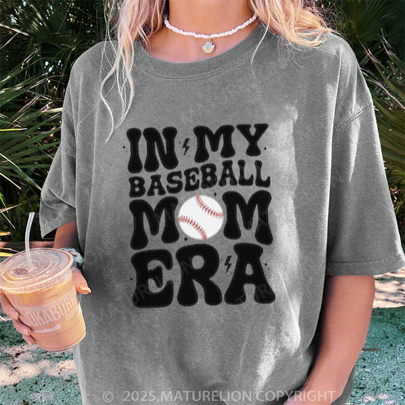 Maturelion Women's T-shirt Custom Baseball Mom DTG Washed T-shirt