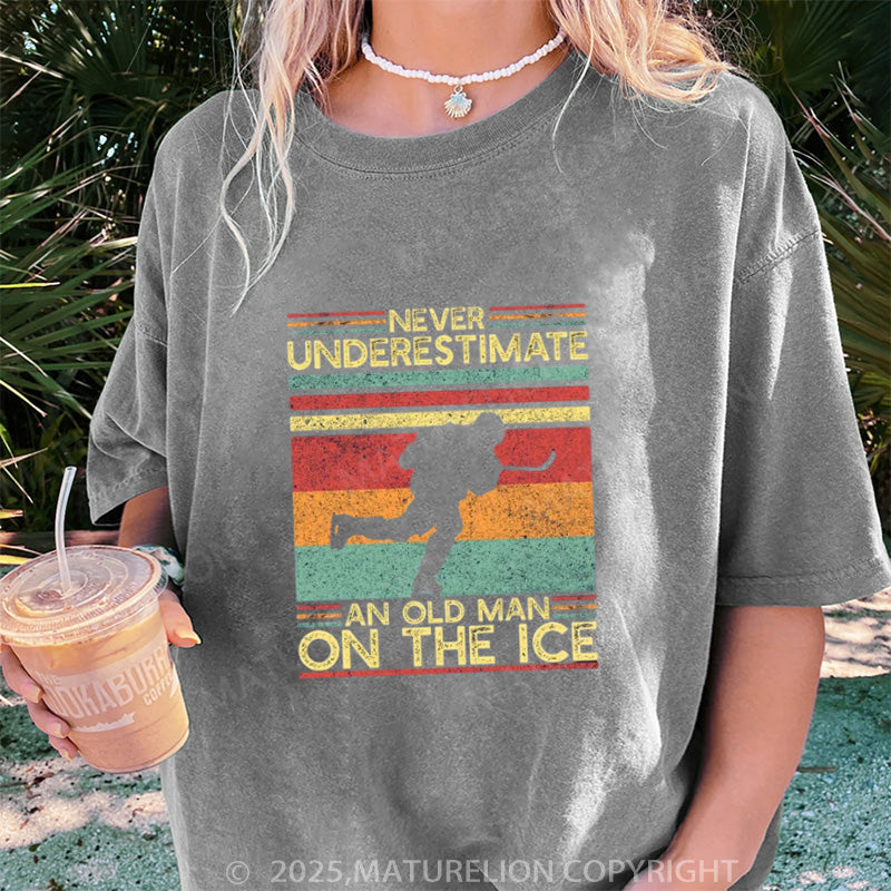 Maturelion Women's T-shirt Ice Hockey Player DTG Washed T-shirt