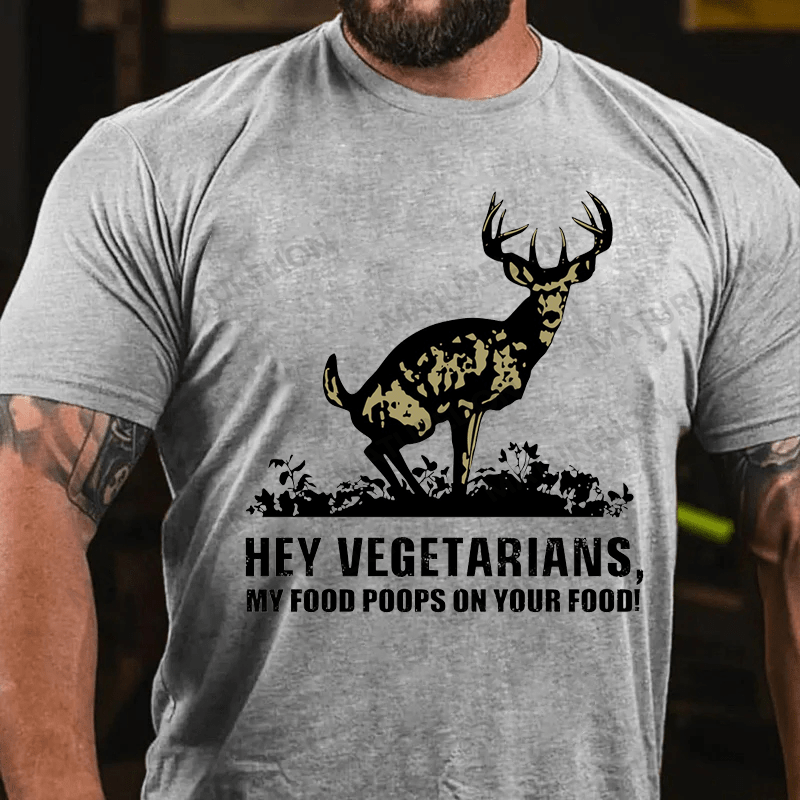 Maturelion Men's T-shirt Food Poops Vegetarians Essential Cotton T-shirt