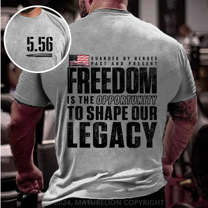 Maturelion Men's T-Shirt Freedom Guarded by Heroes Vintage Cotton T-Shirt
