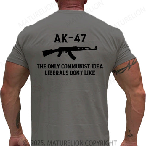 Maturelion Men's T-shirt AK-47 The Only Communist Idea Liberals Don't Like Cotton T-shirt