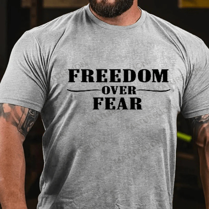 Maturelion Men's T-shirt Freedom Over Fear Cotton T-shirt