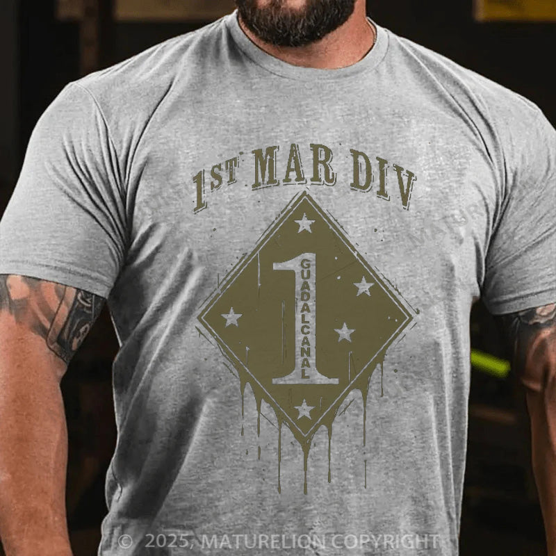 Maturelion Men's T-shirt 1ST MAR DIV GUADALCANAL Cotton T-shirt