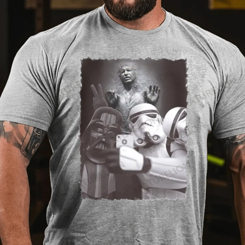 Maturelion Men's T-Shirt Darth Vader Stormtrooper Selfie Cotton T-Shirt