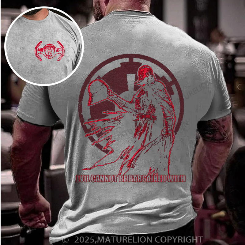 Maturelion Men's T-shirt Evil Cannot Be Bargained With Cotton T-shirt