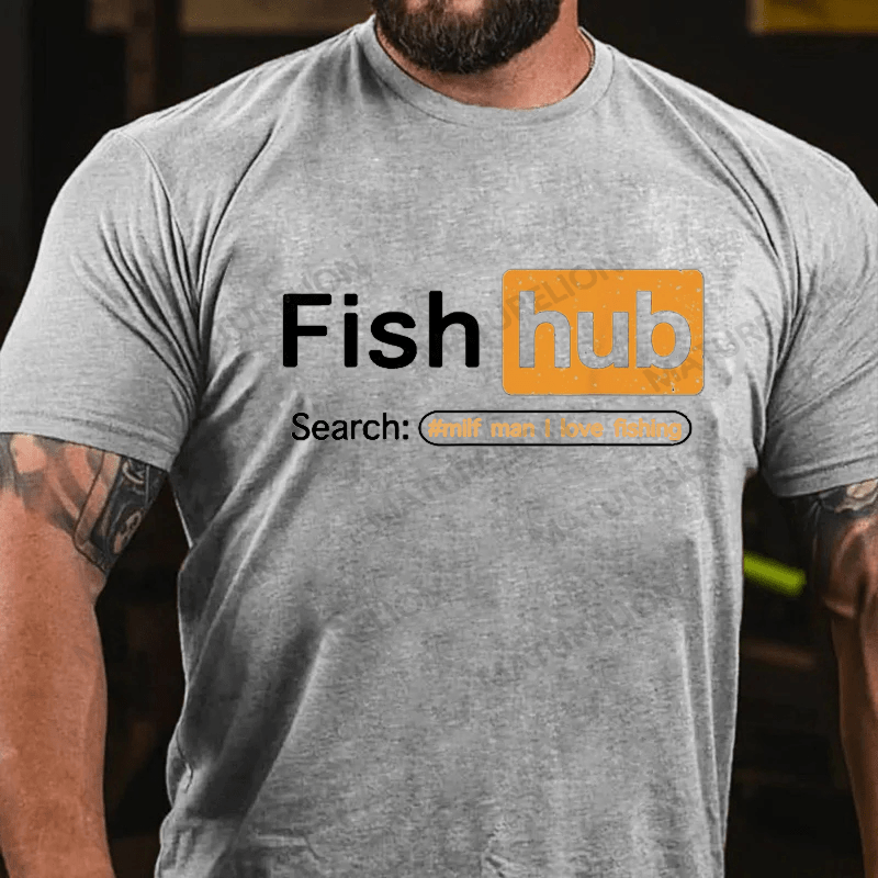 Maturelion Men's T-shirt Fish Hub Cotton T-shirt