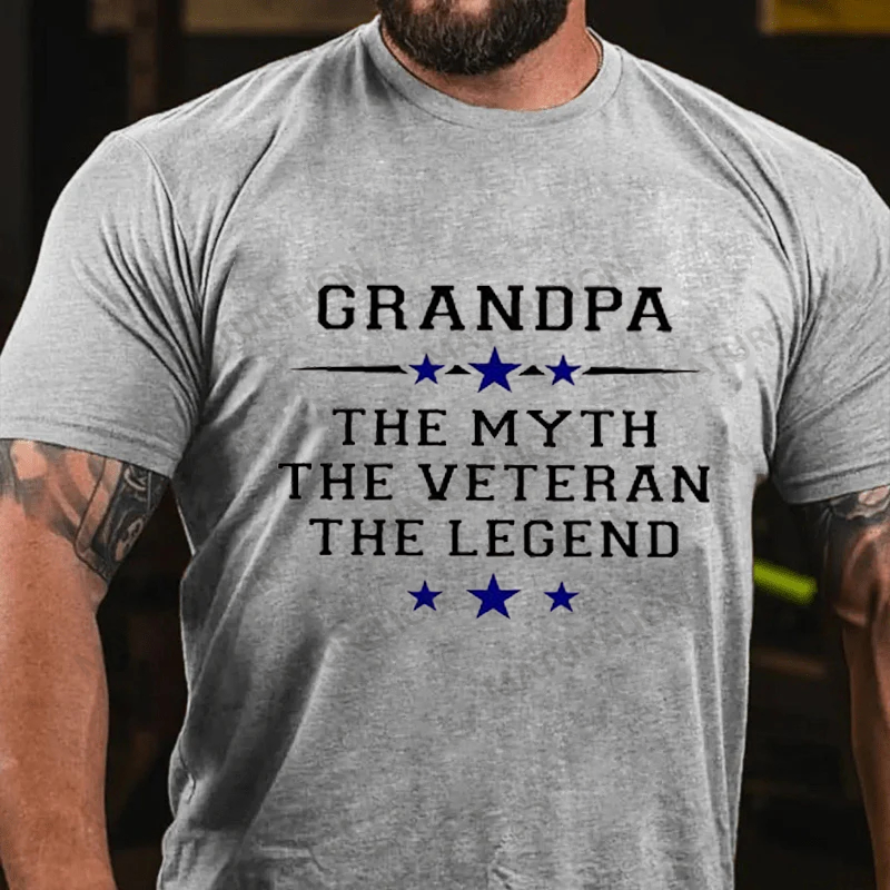 Maturelion Men's T-shirt Grandpa the Myth the Veteran the Legend Cotton T-shirt