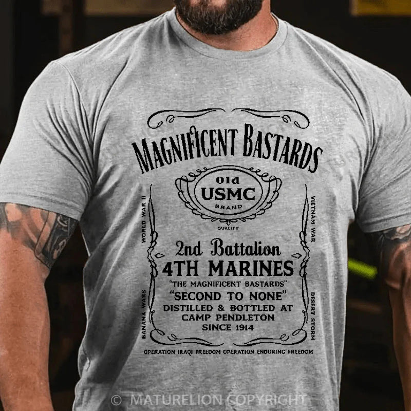 Maturelion Men's T-shirt Marines Whiskey Label Motto Cotton T-shirt