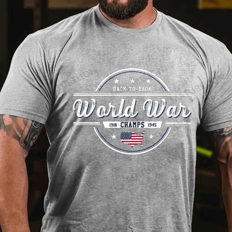 Maturelion Men's T-Shirt 2 time undefeated world war champs Cotton T-Shirt