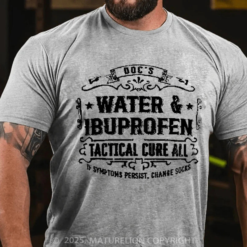 Maturelion Men's T-shirt Doc's Water & Ibuprofen Cure-All Cotton T-shirt