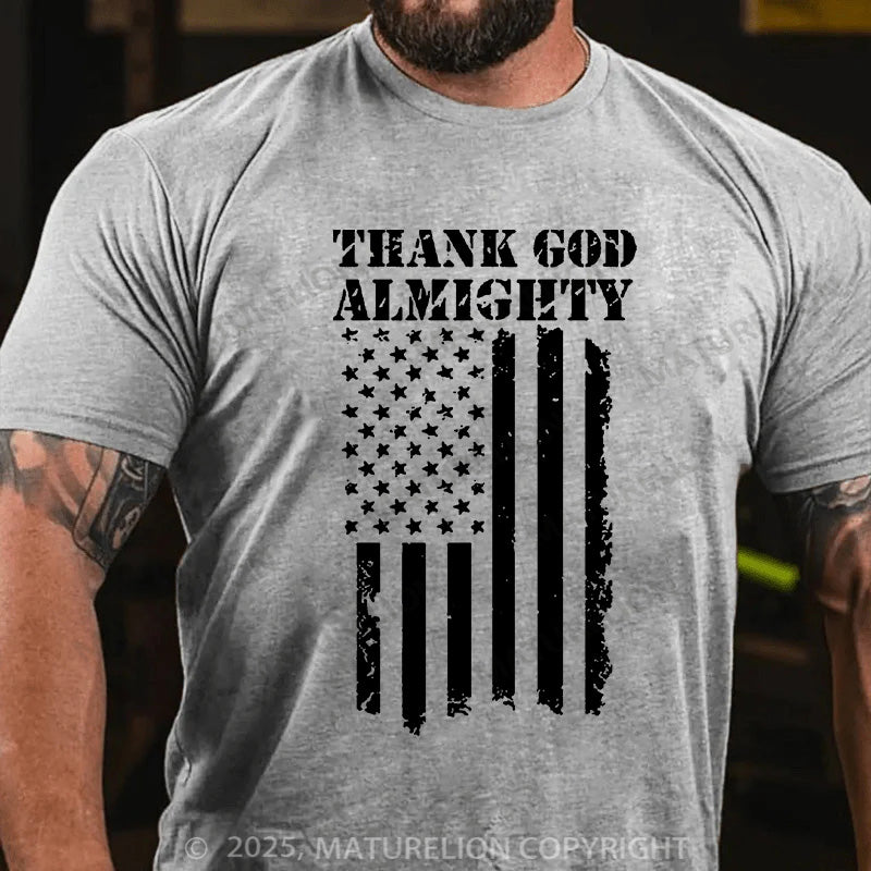 Maturelion Men's T-shirt Thank God Almighty  Cotton T-shirt