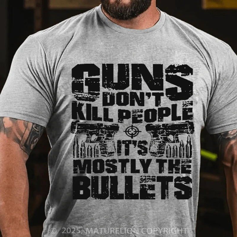 Maturelion Men's T-shirt Guns don't Kill people Cotton T-shirt