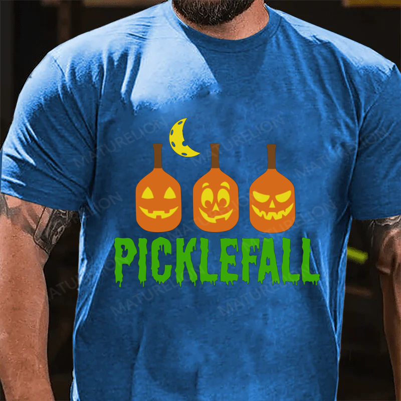 Maturelion Men's T-Shirt Happy Picklefall Halloween Cotton T-Shirt
