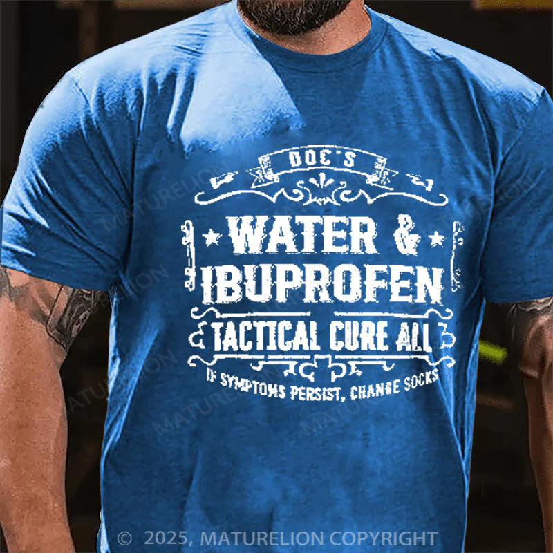 Maturelion Men's T-shirt Doc's Water & Ibuprofen Cure-All Cotton T-shirt