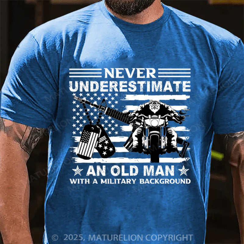 Maturelion Men's T-shirt Never Underestimate an Old Man with a Military Cotton T-shirt