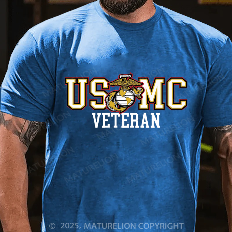 Maturelion Men's T-shirt Bold USMC Veteran Cotton T-shirt