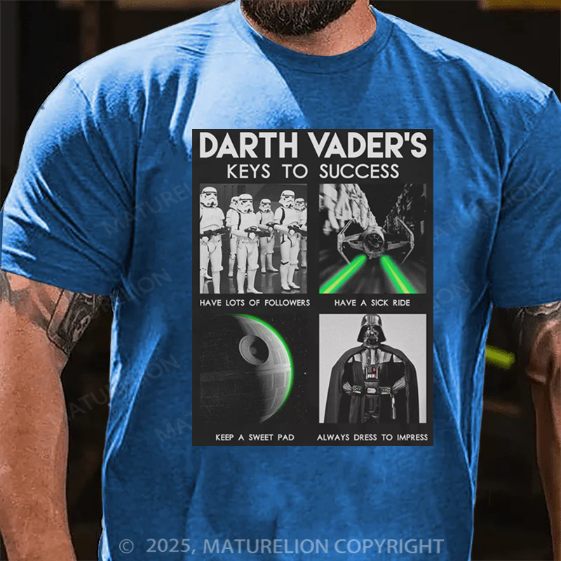 Maturelion Men's T-Shirt Darth Vader's Keys To Success Cotton T-Shirt