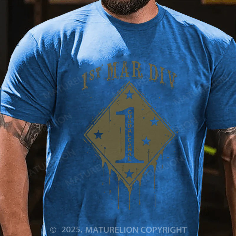 Maturelion Men's T-shirt 1ST MAR DIV GUADALCANAL Cotton T-shirt