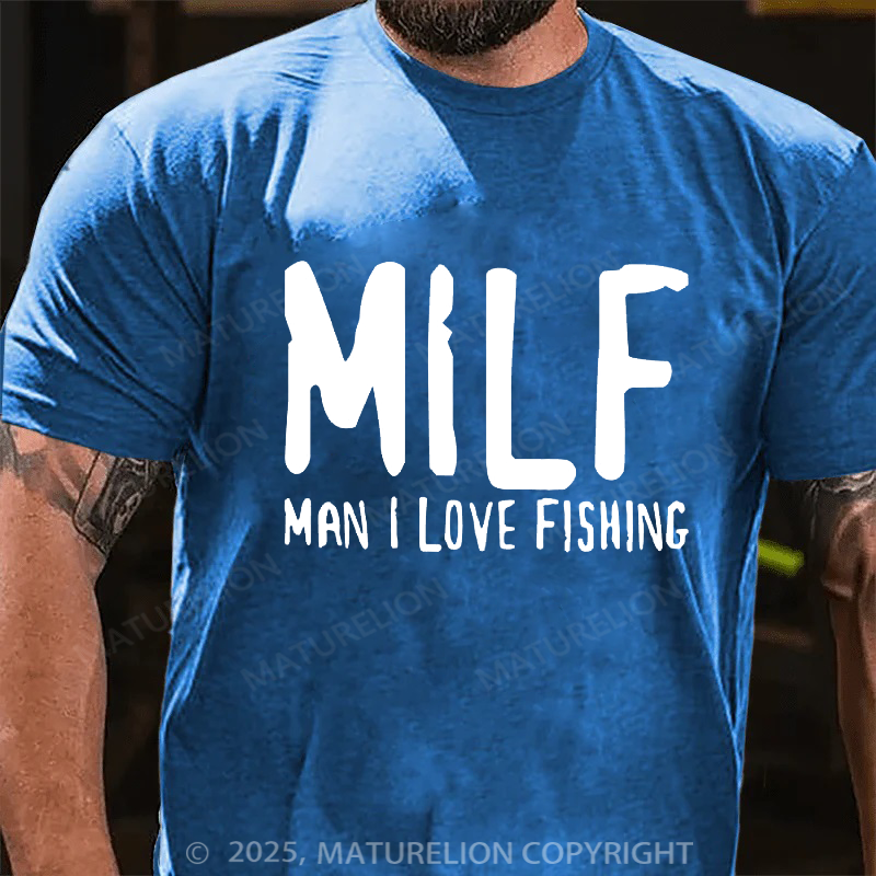 Maturelion Men's T-shirt Man I love Fishing Cotton T-shirt