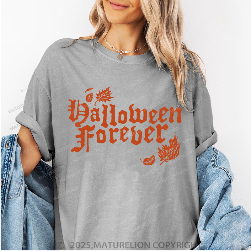 Maturelion Women's T-shirt Halloween Forever Cotton T-shirt
