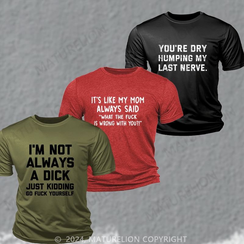 Maturelion 3-Pack Moisture-wicking Breathable Sarcastic T-Shirt