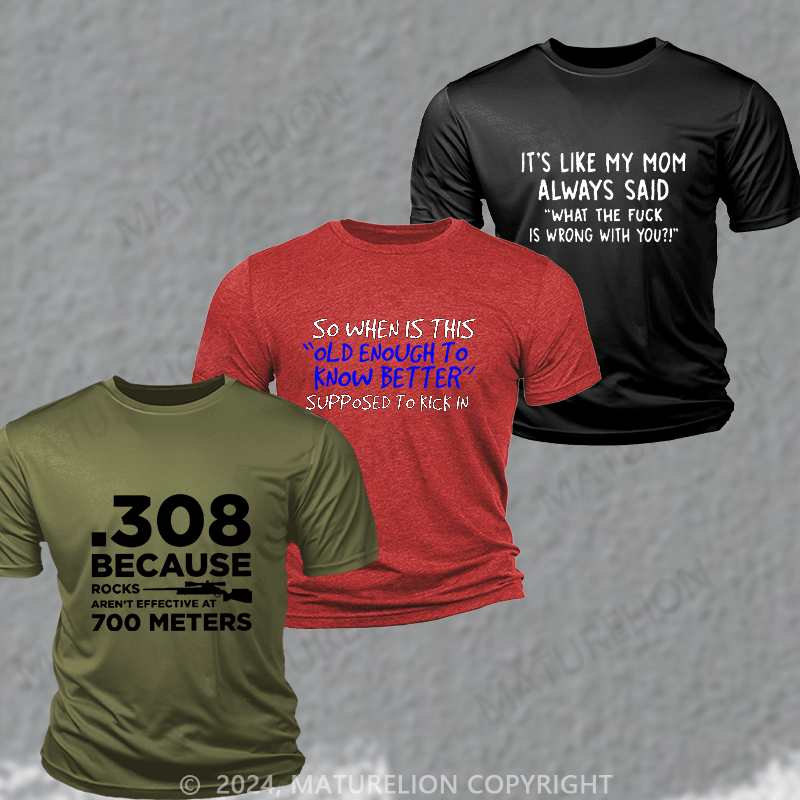 Maturelion 3-Pack Moisture-wicking Breathable Funny T-shirt