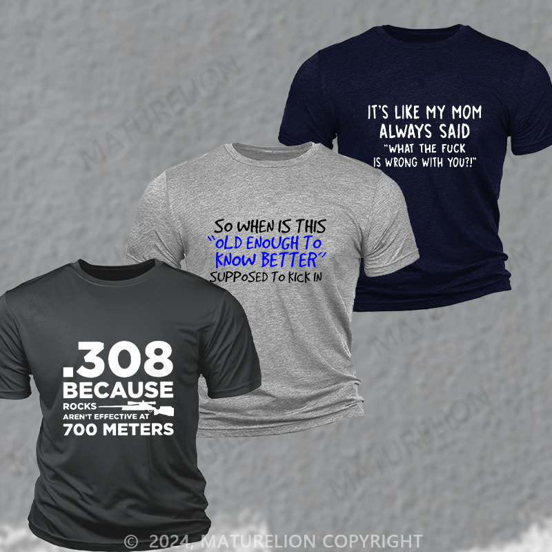 Maturelion 3-Pack Moisture-wicking Breathable Funny T-shirt