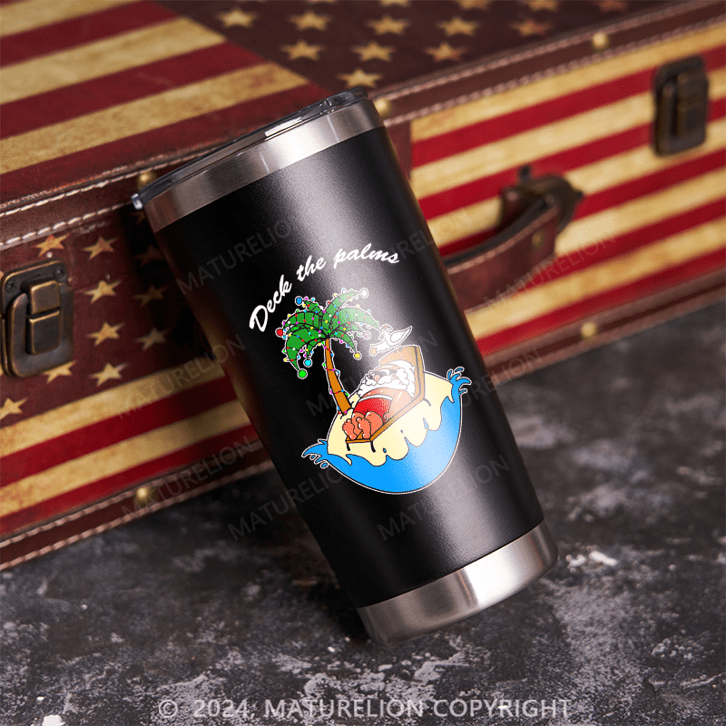 Maturelion Lighting Palm Tree Beach Vacation Penguin Christmas In July Stainless Steel Insulated Tumbler