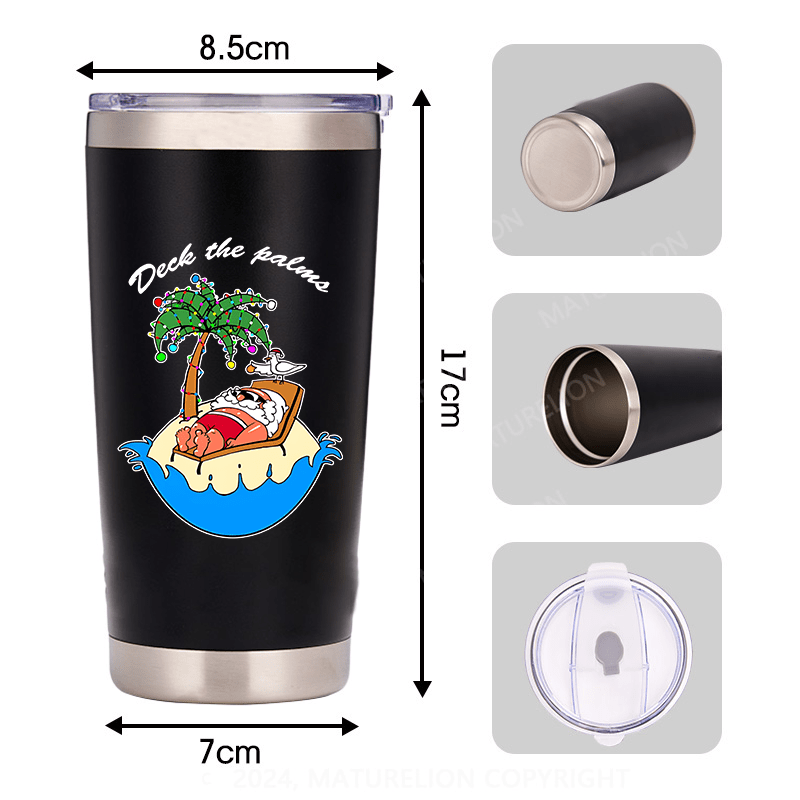 Maturelion Lighting Palm Tree Beach Vacation Penguin Christmas In July Stainless Steel Insulated Tumbler