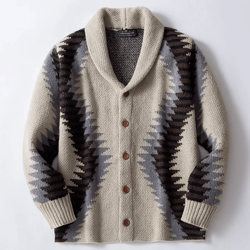 Maturelion Vintage Jacquard Sweater Cardigan