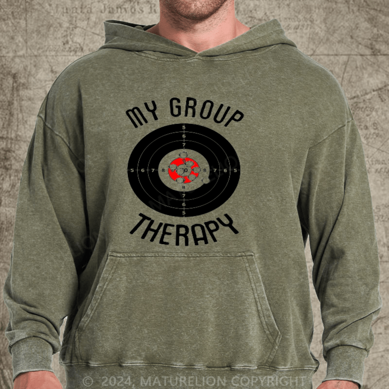 Maturelion My Group Therapy Gun Range Target Shooting DTG Printing Washed Custom Hoodie