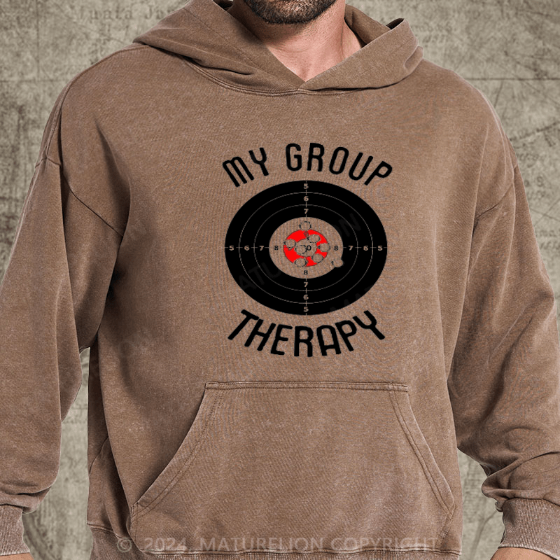 Maturelion My Group Therapy Gun Range Target Shooting DTG Printing Washed Custom Hoodie