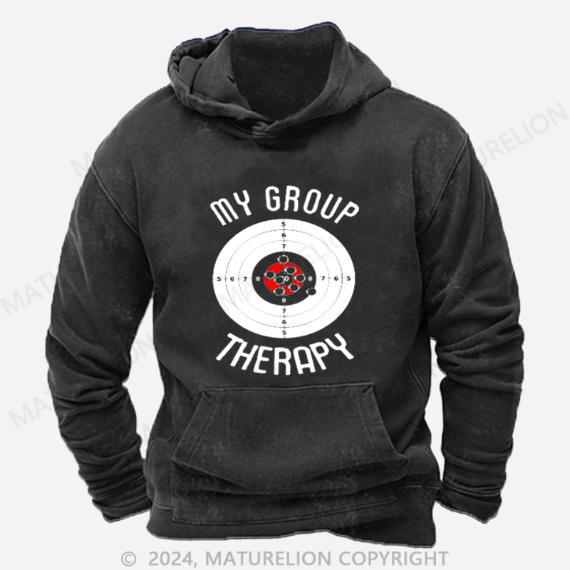 Maturelion My Group Therapy Gun Range Target Shooting DTG Printing Washed Custom Hoodie
