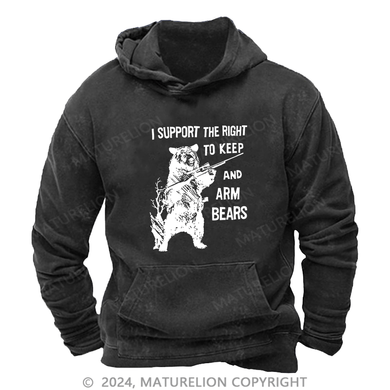 Maturelion Men's Hoodie I Support The Right DTG Printing Washed Hoodie