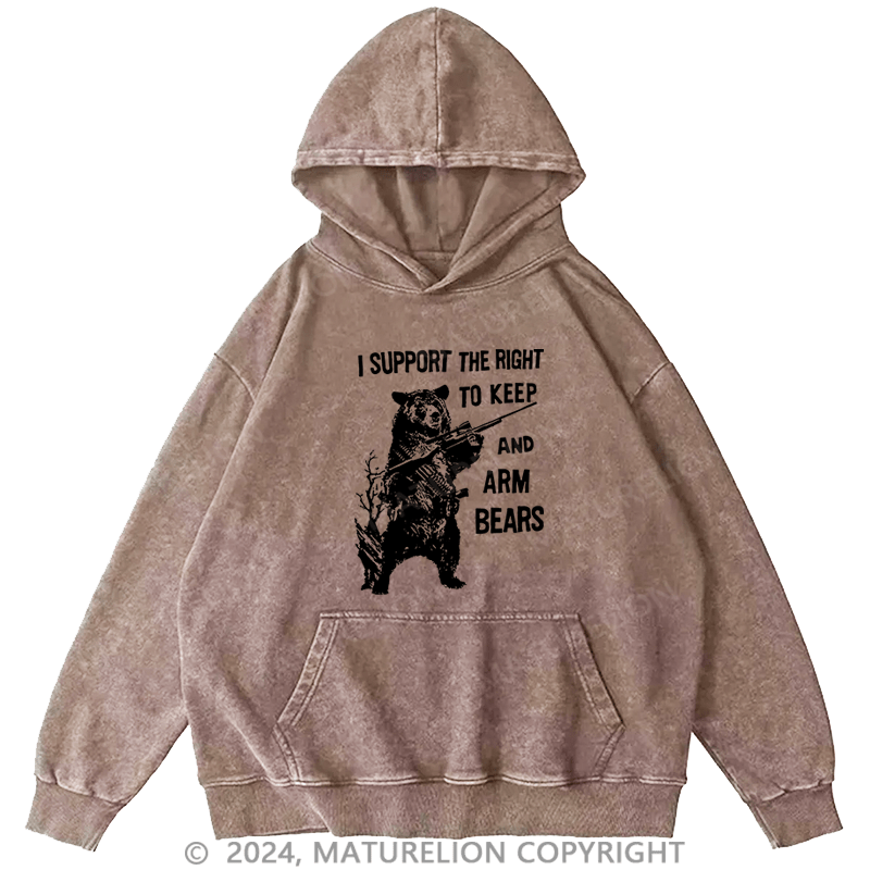Maturelion Men's Hoodie I Support The Right DTG Printing Washed Hoodie