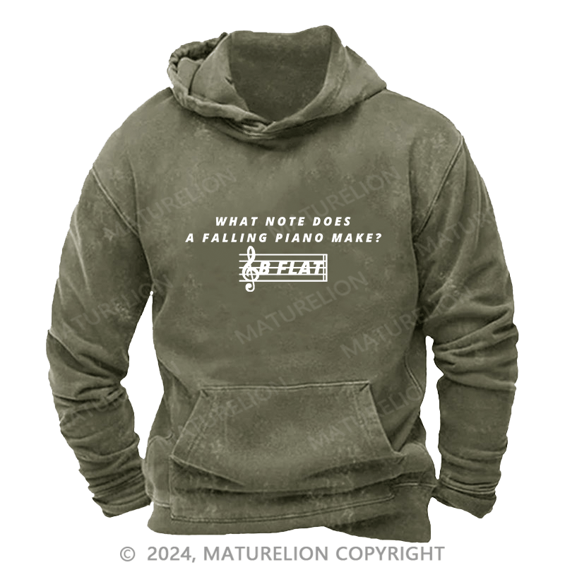 Maturelion Men's Hoodie What Note Does A Falling Piano Make DTG Printing Washed Hoodie