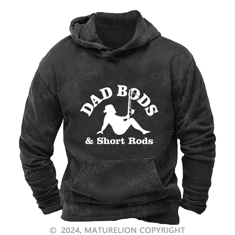 Maturelion Men's Hoodie Dad Bods & Short Rods DTG Printing Washed Hoodie