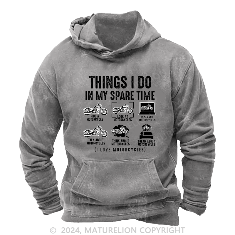 Maturelion Men's Hoodie Things I Do In My Spare Time DTG Printing Washed Hoodie