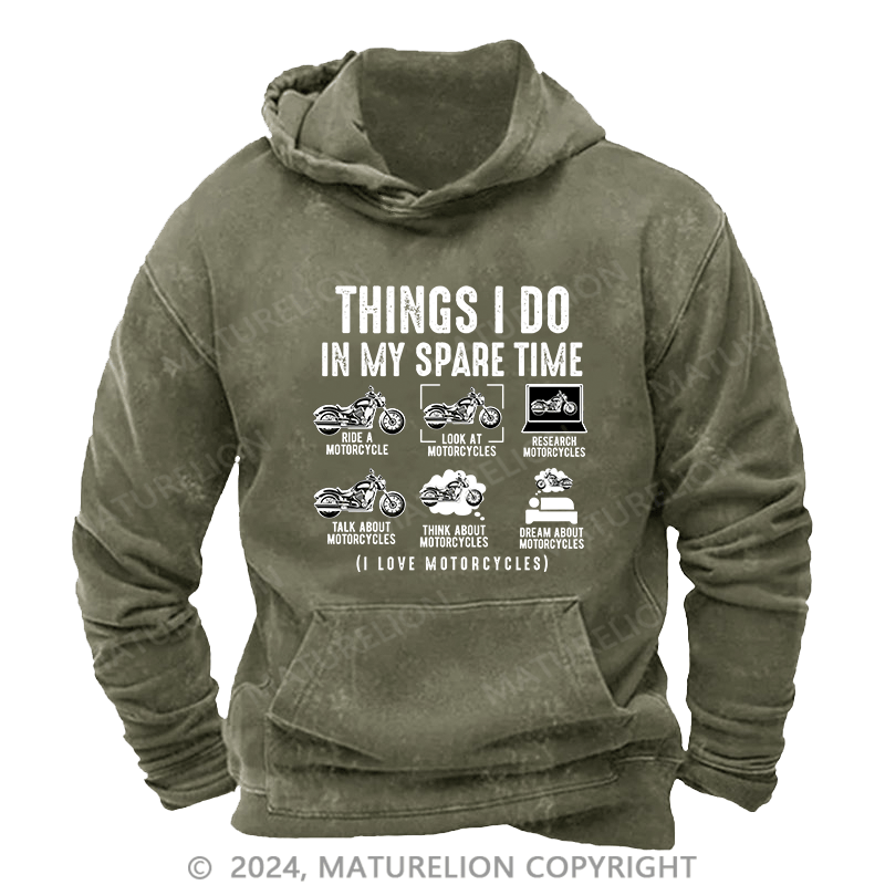 Maturelion Men's Hoodie Things I Do In My Spare Time DTG Printing Washed Hoodie